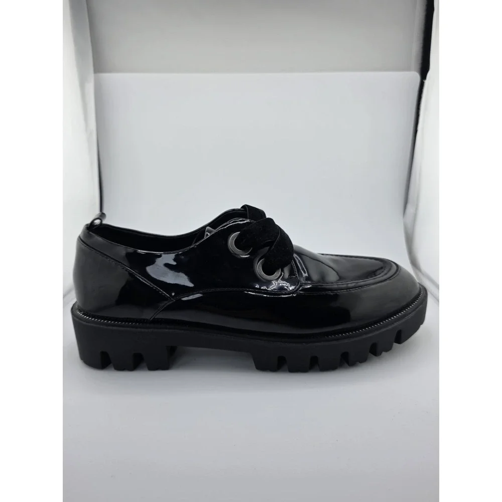 Sixtyseven Black Patent Platform Loafers Chunky Lug Sole Womens US 9 EU 40